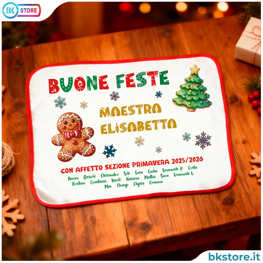 Idea regalo Natale per maestra asilo o scuola elementare, tovaglietta personalizzata
