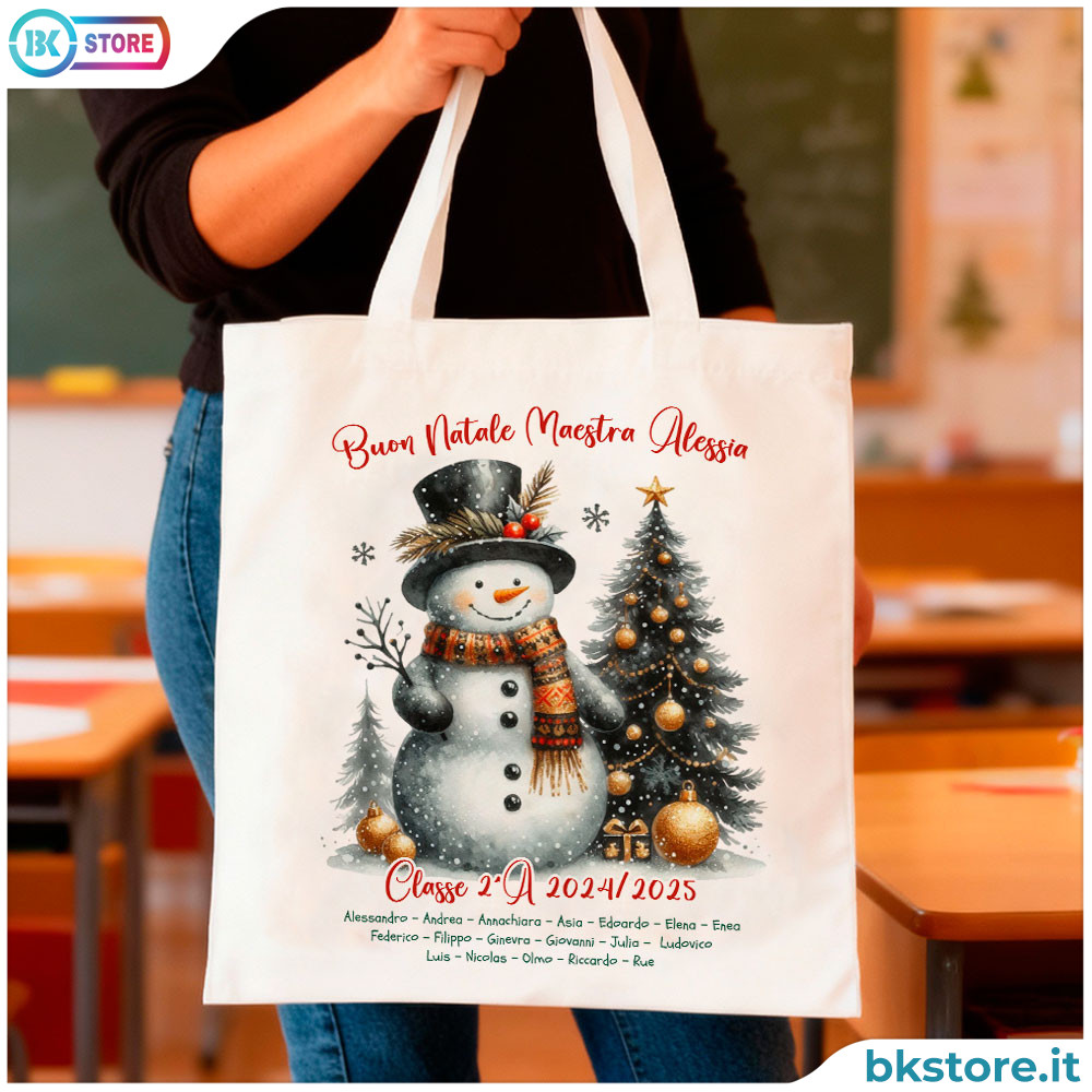 copy of Shopper Personalizzata per Maestra – Regalo di Natale con Nome e Classe, Design Natalizio Originale e Utile