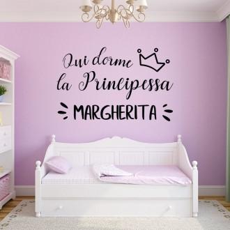 Adesivo murale wallsticker personalizzato Qui dorme la principessa