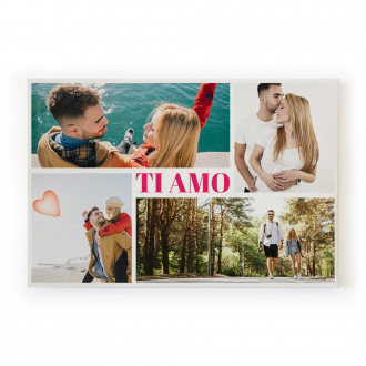 Quadro in tela canvas TI AMO, personalizzato con  quattro foto