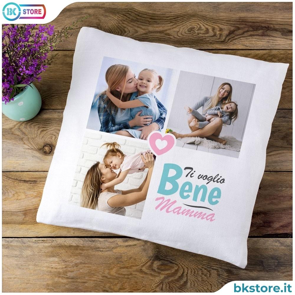 Cuscino regalo personalizzato per la mamma con 3 foto