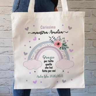 Borsa Mare Maestra Combo Borsa + Pochette Personalizzabile - Set Spiaggia Colorato Con Nome, Idea Regalo Perfetta Borsa Mare Paglia
