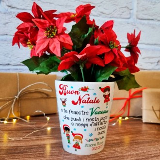 Vasetto natalizio per i fiori per la maestra personalizzato con nome maestra e classe