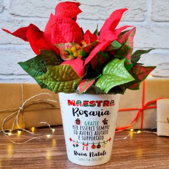Vasetto natalizio per i fiori per la maestra personalizzato con nome maestra e classe