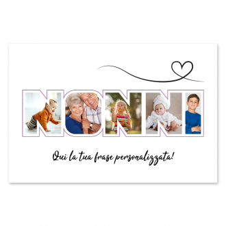 Quadro in tela regalo per i nonni, personalizzato con foto e dedica personale