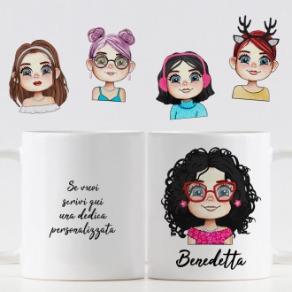 Tazza Mug Personalizzata con Nome Glitterato, Dedica e Fiori - Idea Regalo  Natale per Lei