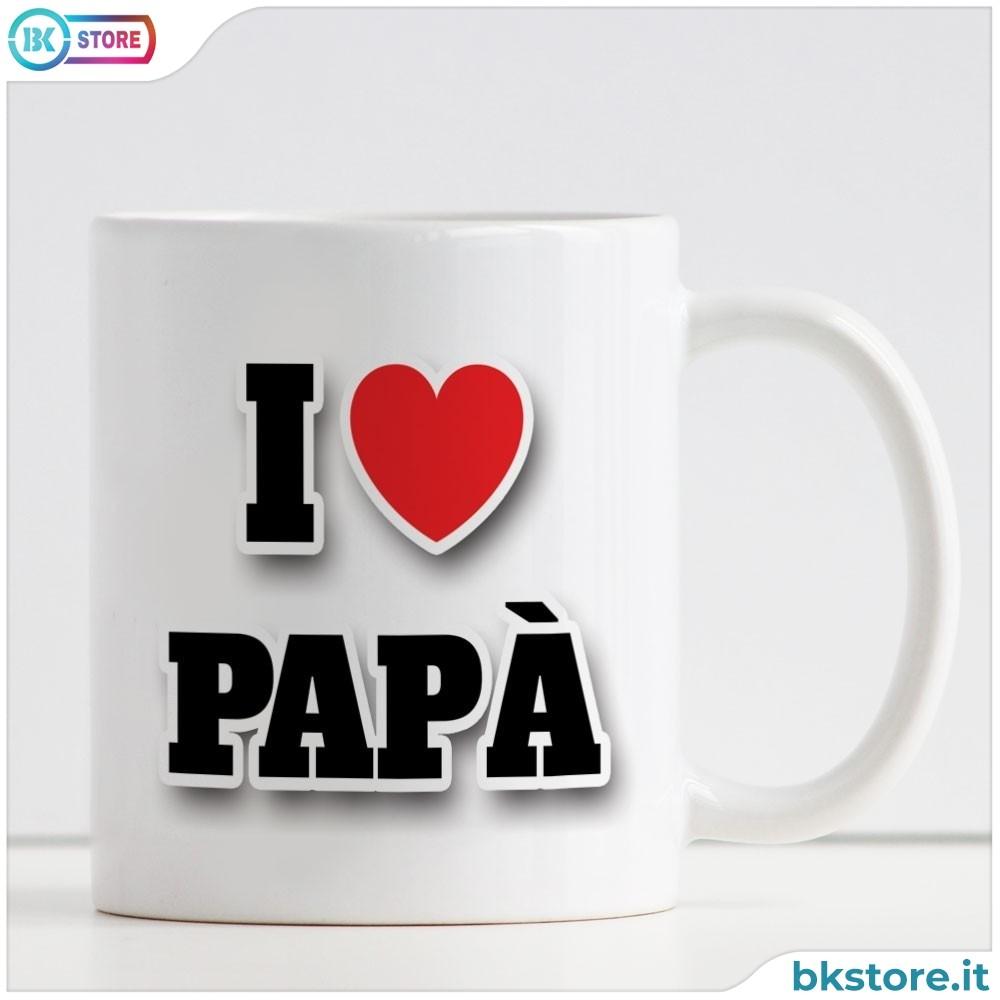 Tazza regalo personalizzato per il papà "I love papà" con i nomi dei bambini/bambino