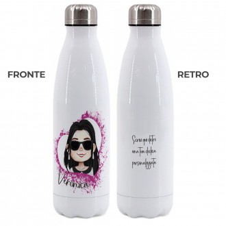 Bottiglia / Borraccia Termica con Avatar personalizzato con vestiti, viso, accessori , nome e dedica personale