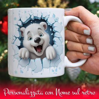 Tazza Natale personalizzata con orso bianco e nome