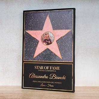 Regalo per la festa del papà, quadro "Star of fame" personalizzato con foto e nomi