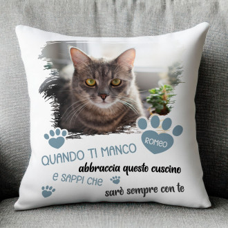 Cuscino personalizzato con la foto e nome gatto che non c'è più "Abbraccia questo cuscino"