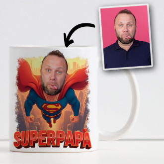 Idea regalo Tazza Personalizzata Festa del Papà – Superman con Foto viso e Dedica