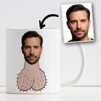 Tazza con testicoli e foto, regalo divertente addio nubilato, compleanno, o scherzo per l'amico